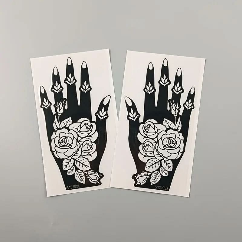 4 Sheets Flower Tattoo Stencils Rose Flower Stencil Reusable Templates Tattoo for Hand Glitter Airbrush DIY Tattoo Template for Women Girls Body Art Self Adhesive Stencils Party Gift Mehndi Designs, spring - DONGMEI CHEN TEXTILES