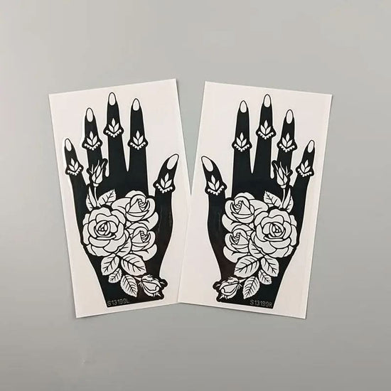 4 Sheets Flower Tattoo Stencils Rose Flower Stencil Reusable Templates Tattoo for Hand Glitter Airbrush DIY Tattoo Template for Women Girls Body Art Self Adhesive Stencils Party Gift Mehndi Designs, spring - DONGMEI CHEN TEXTILES