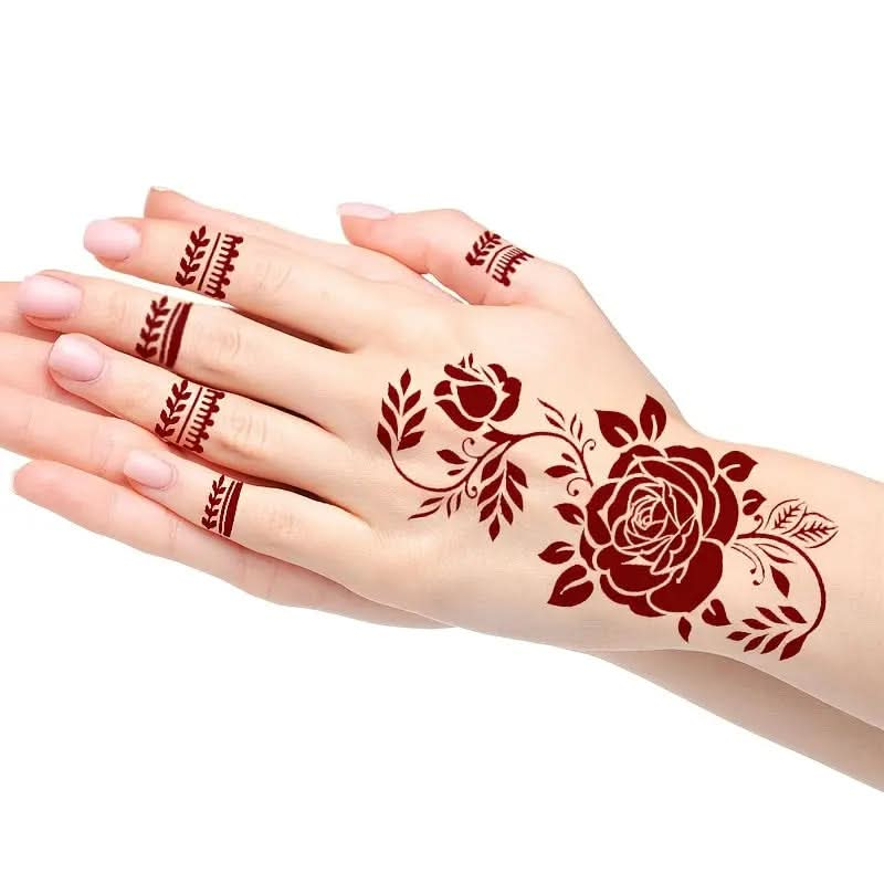 4 Sheets Flower Tattoo Stencils Rose Flower Stencil Reusable Templates Tattoo for Hand Glitter Airbrush DIY Tattoo Template for Women Girls Body Art Self Adhesive Stencils Party Gift Mehndi Designs, spring - DONGMEI CHEN TEXTILES