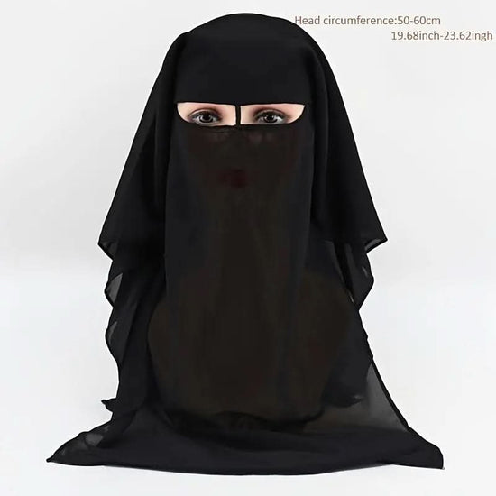 Black Niqab Veil - Lightweight & Breathable Hijab - Stylish Casual Headscarf for Women - DONGMEI CHEN TEXTILES