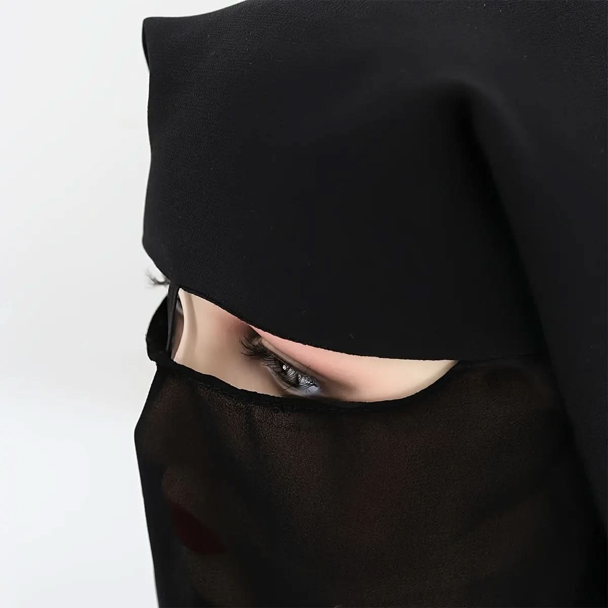 Black Niqab Veil - Lightweight & Breathable Hijab - Stylish Casual Headscarf for Women - DONGMEI CHEN TEXTILES