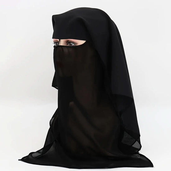 Black Niqab Veil - Lightweight & Breathable Hijab - Stylish Casual Headscarf for Women - DONGMEI CHEN TEXTILES