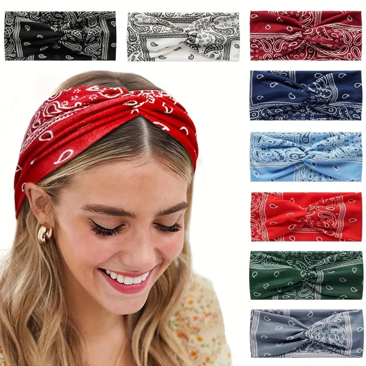 Boho Paisley Criss Cross Headband for Women - DONGMEI CHEN TEXTILES