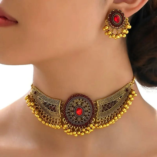 Bollywood earrings + 1 Choker Vintage Jewelry - DONGMEI CHEN TEXTILES