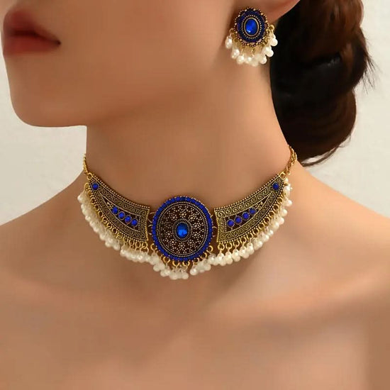 Bollywood earrings + 1 Choker Vintage Jewelry - DONGMEI CHEN TEXTILES