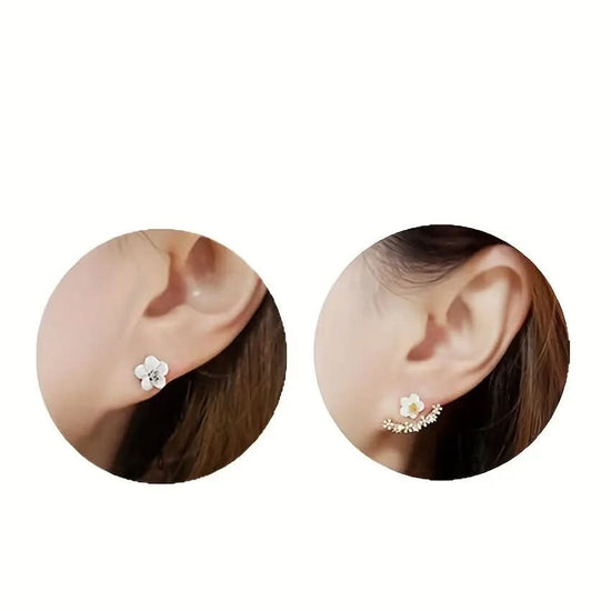 Daisy New Korean Fashion Earrings Flower Back Hanging Studs - DONGMEI CHEN TEXTILES