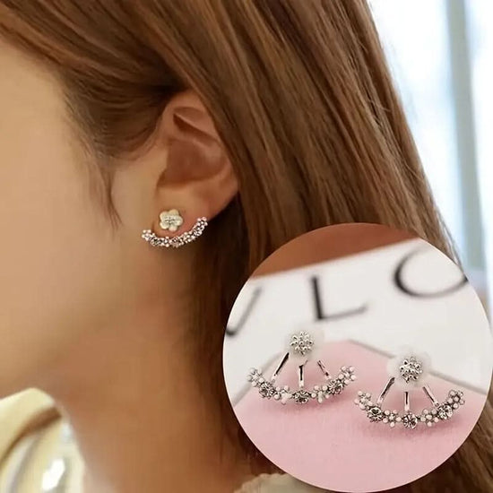 Daisy New Korean Fashion Earrings Flower Back Hanging Studs - DONGMEI CHEN TEXTILES