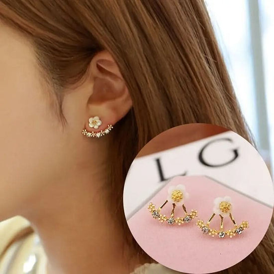 Daisy New Korean Fashion Earrings Flower Back Hanging Studs - DONGMEI CHEN TEXTILES