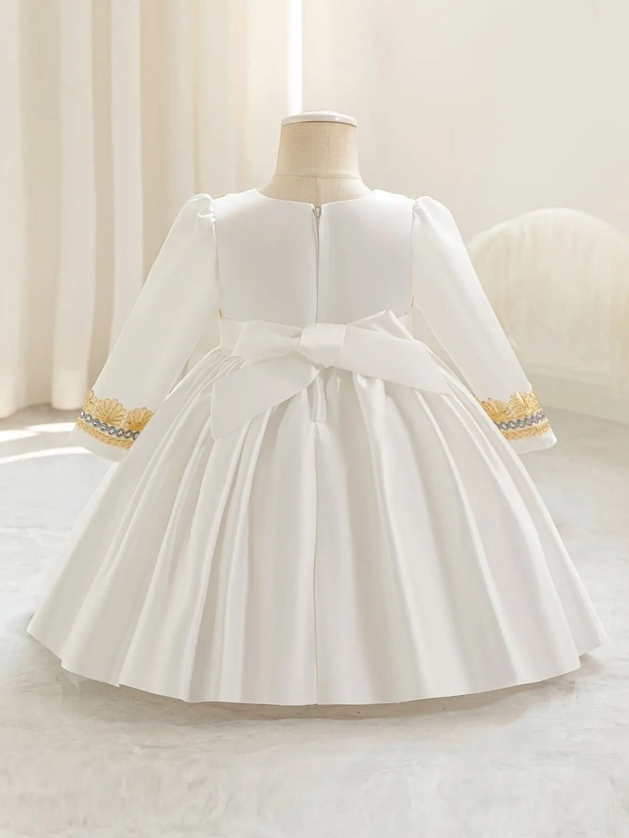 Demorace Girls' Dress, Embroidered Party Gown with Belt Detail - DONGMEI CHEN TEXTILES