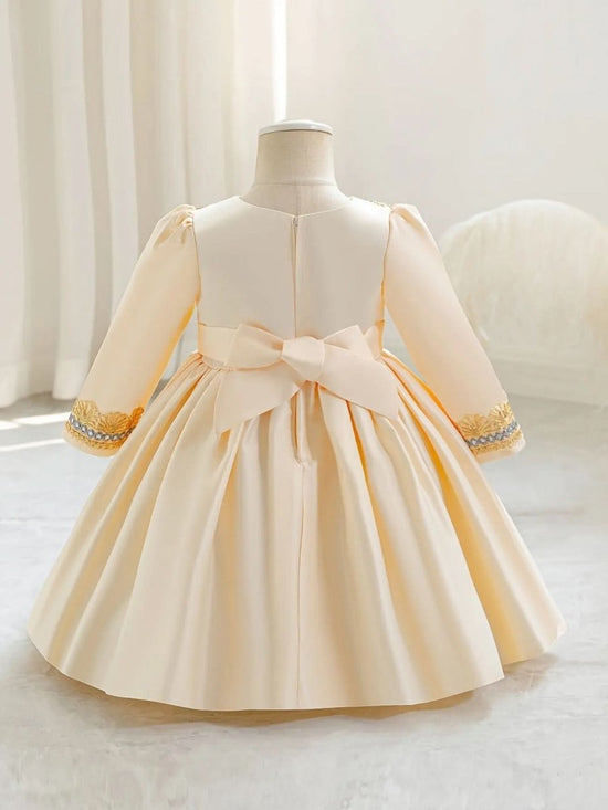 Demorace Girls' Dress, Embroidered Party Gown with Belt Detail - DONGMEI CHEN TEXTILES