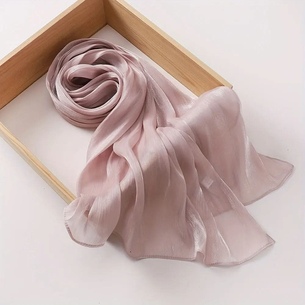 Elegant Pleated Chiffon Hijab - Glamorous Solid Color,Ramadan - DONGMEI CHEN TEXTILES