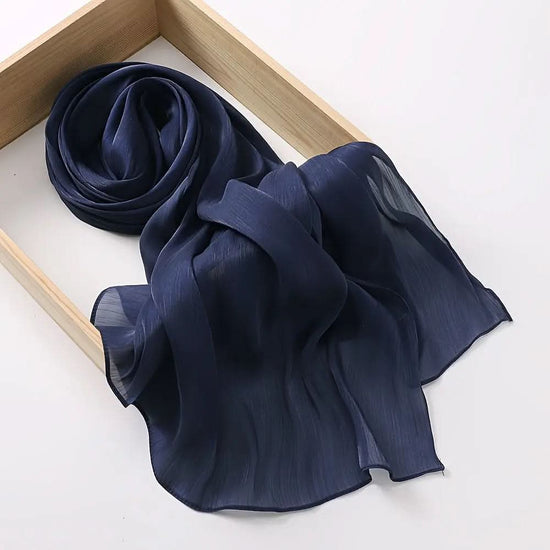 Elegant Pleated Chiffon Hijab - Glamorous Solid Color,Ramadan - DONGMEI CHEN TEXTILES