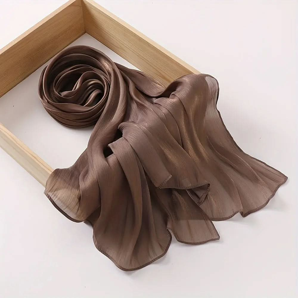 Elegant Pleated Chiffon Hijab - Glamorous Solid Color,Ramadan - DONGMEI CHEN TEXTILES