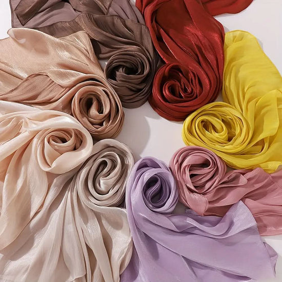 Elegant Pleated Chiffon Hijab - Glamorous Solid Color,Ramadan - DONGMEI CHEN TEXTILES