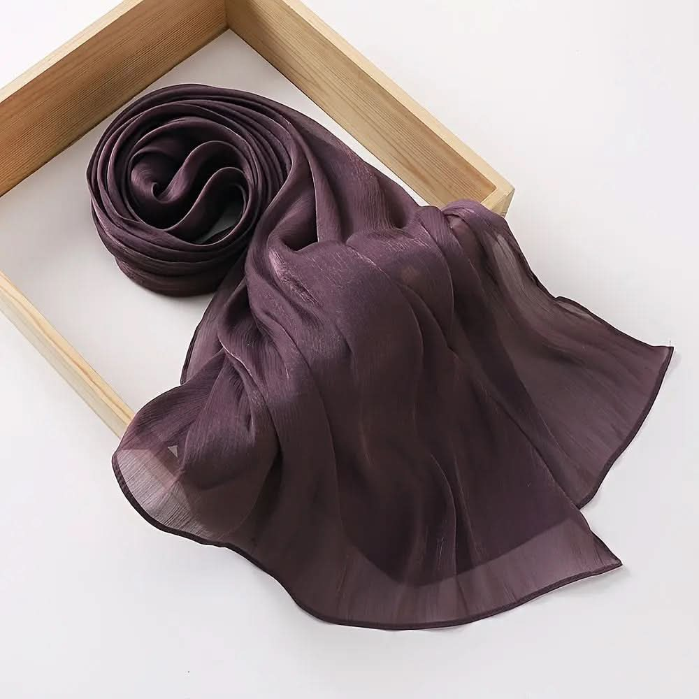 Elegant Pleated Chiffon Hijab - Glamorous Solid Color,Ramadan - DONGMEI CHEN TEXTILES