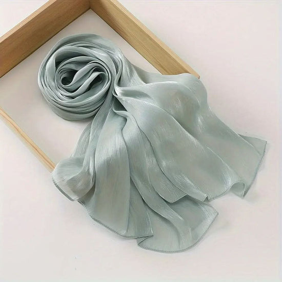 Elegant Pleated Chiffon Hijab - Glamorous Solid Color,Ramadan - DONGMEI CHEN TEXTILES