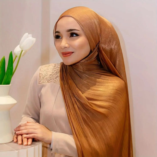 Elegant Pleated Chiffon Hijab - Glamorous Solid Color,Ramadan - DONGMEI CHEN TEXTILES