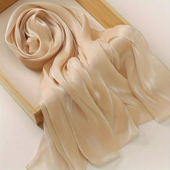 Elegant Pleated Chiffon Hijab - Glamorous Solid Color,Ramadan - DONGMEI CHEN TEXTILES