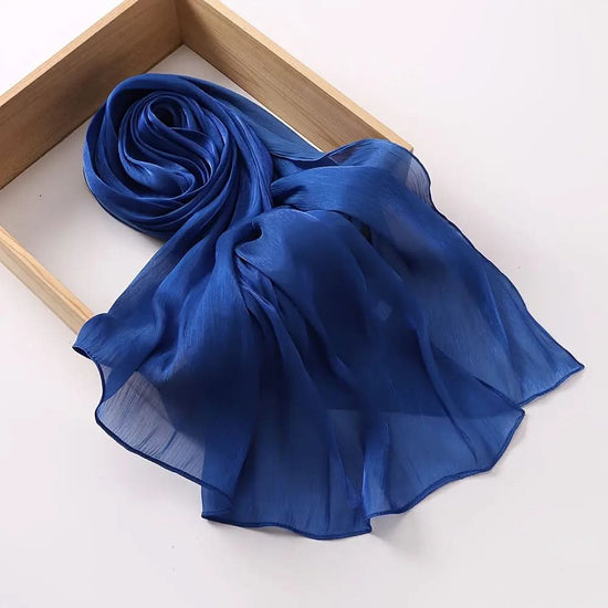 Elegant Pleated Chiffon Hijab - Glamorous Solid Color,Ramadan - DONGMEI CHEN TEXTILES