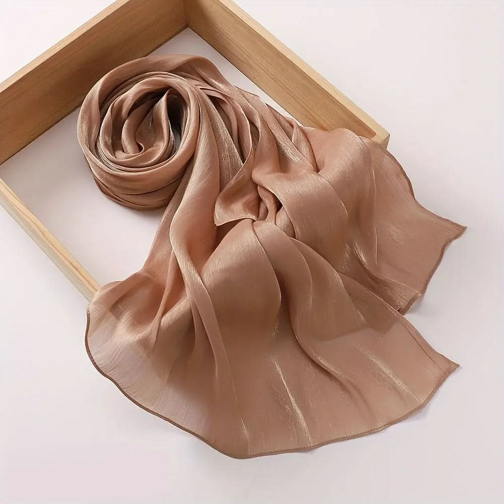 Elegant Pleated Chiffon Hijab - Glamorous Solid Color,Ramadan - DONGMEI CHEN TEXTILES