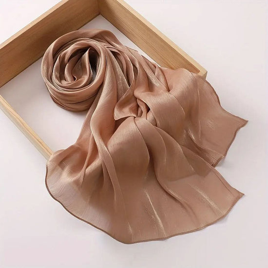 Elegant Pleated Chiffon Hijab - Glamorous Solid Color,Ramadan - DONGMEI CHEN TEXTILES