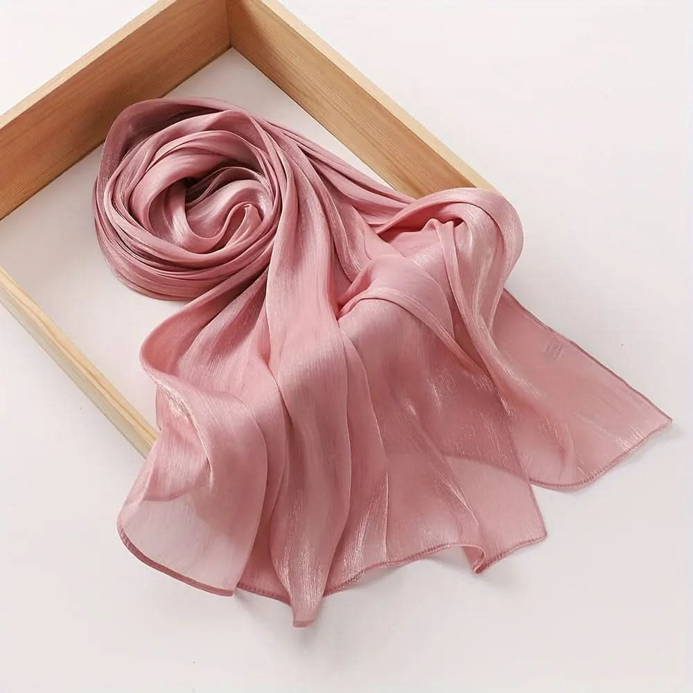 Elegant Pleated Chiffon Hijab - Glamorous Solid Color,Ramadan - DONGMEI CHEN TEXTILES