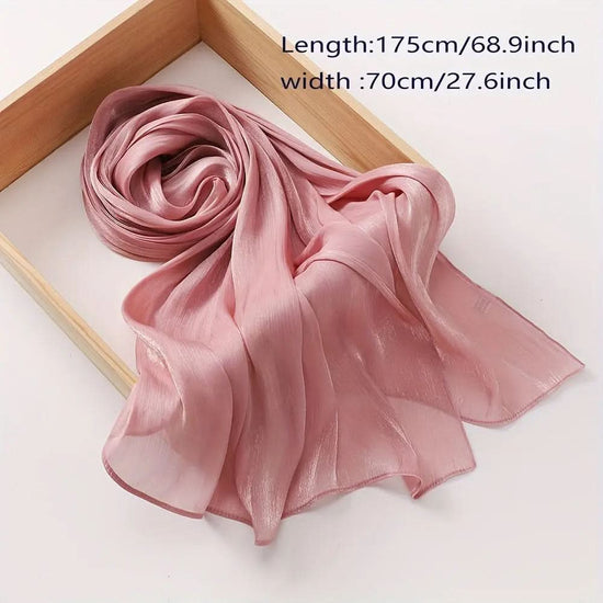 Elegant Pleated Chiffon Hijab - Glamorous Solid Color,Ramadan - DONGMEI CHEN TEXTILES