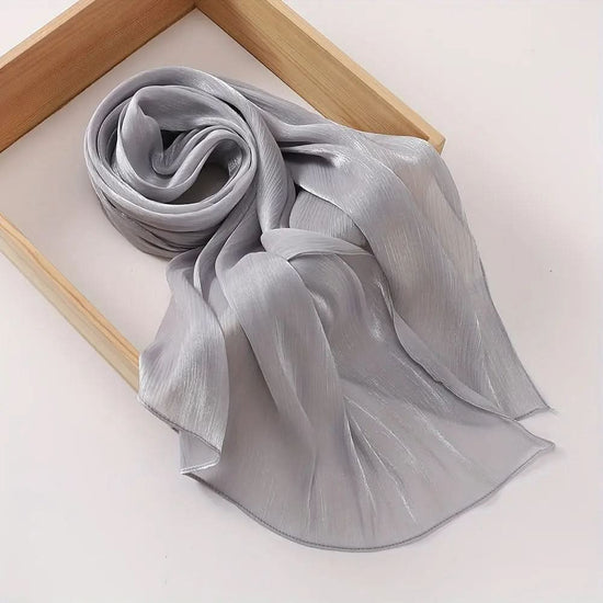 Elegant Pleated Chiffon Hijab - Glamorous Solid Color,Ramadan - DONGMEI CHEN TEXTILES