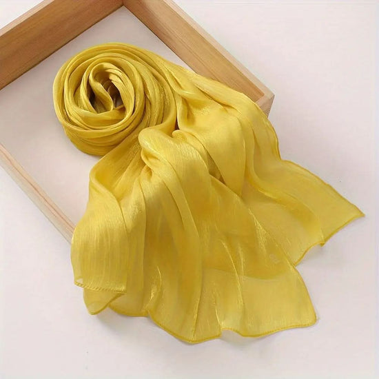 Elegant Pleated Chiffon Hijab - Glamorous Solid Color,Ramadan - DONGMEI CHEN TEXTILES