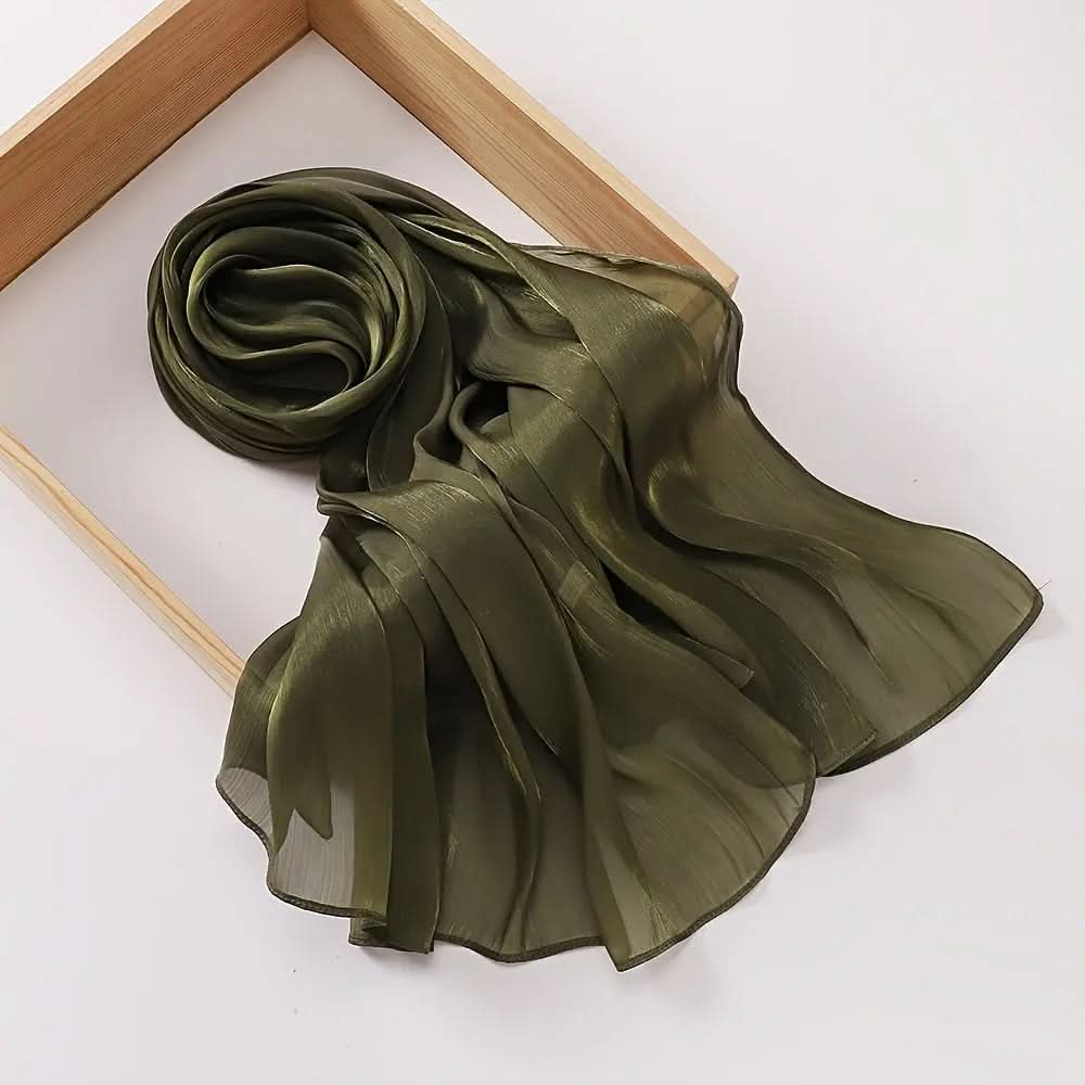 Elegant Pleated Chiffon Hijab - Glamorous Solid Color,Ramadan - DONGMEI CHEN TEXTILES