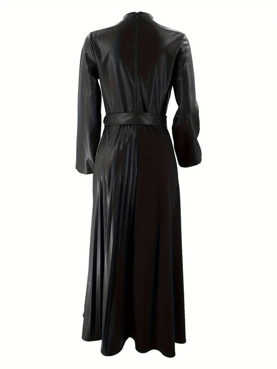 Elegant Pleated Long Dress for Women - Solid Color - DONGMEI CHEN TEXTILES