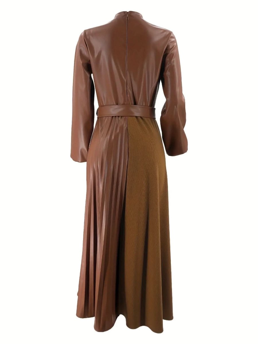 Elegant Pleated Long Dress for Women - Solid Color - DONGMEI CHEN TEXTILES