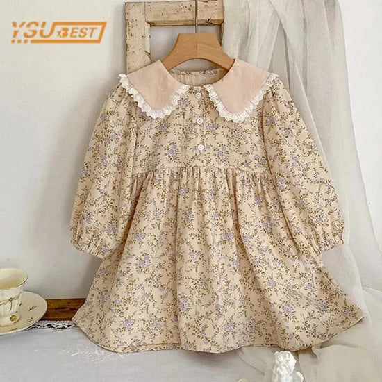 Floral Long Sleeve Girls Dress - Autumn Style - DONGMEI CHEN TEXTILES