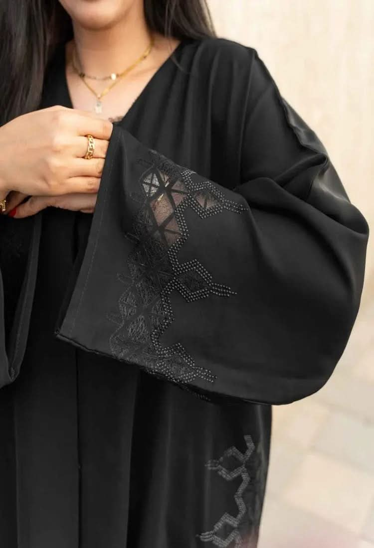 Ramadan kareem 2025 Black Grace: Embroidered Elegance for Modern Modesty - DONGMEI CHEN TEXTILES