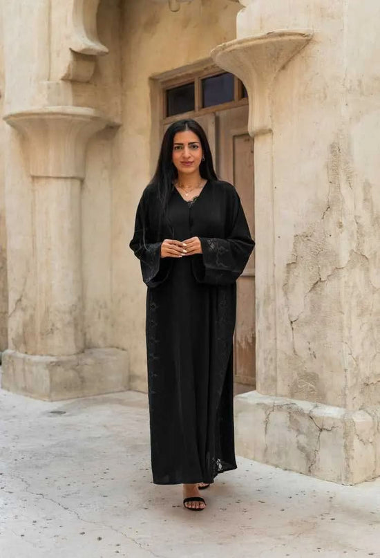 Ramadan kareem 2025 Black Grace: Embroidered Elegance for Modern Modesty - DONGMEI CHEN TEXTILES