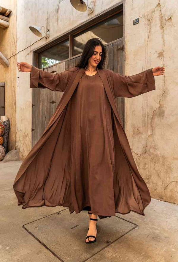 Ramadan kareem 2025 Brown flannel double - layer abaya - DONGMEI CHEN TEXTILES