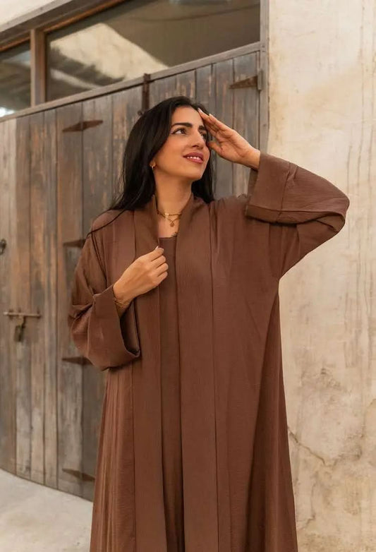 Ramadan kareem 2025 Brown flannel double - layer abaya - DONGMEI CHEN TEXTILES