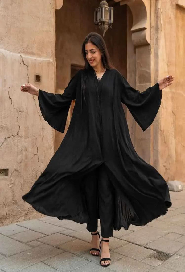 Ramadan kareem 2025 CEY fabric black abaya - DONGMEI CHEN TEXTILES