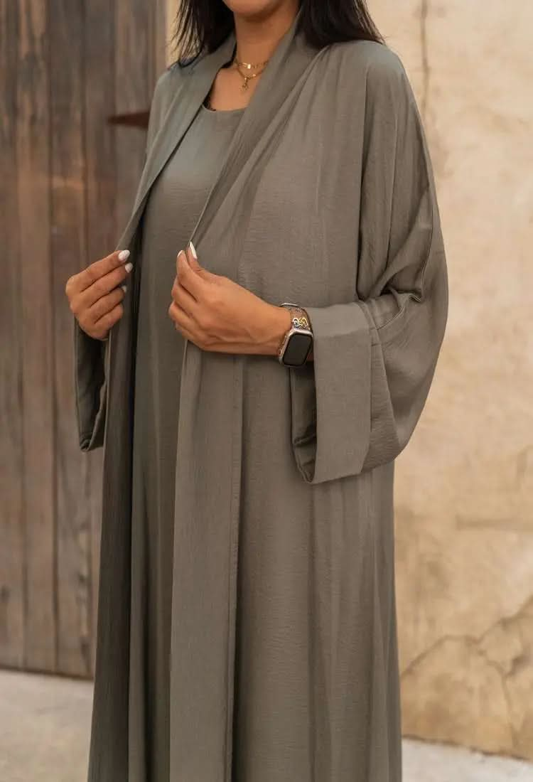 Ramadan kareem 2025 Dark green flannel double - layer abaya - DONGMEI CHEN TEXTILES