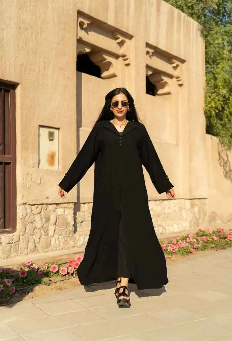 Ramadan kareem 2025 Eclipse Elegance Black berry Abaya - DONGMEI CHEN TEXTILES