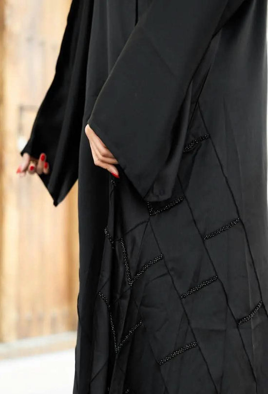 Ramadan kareem 2025 Ethereal Stitches Acetate Satin Abaya - DONGMEI CHEN TEXTILES