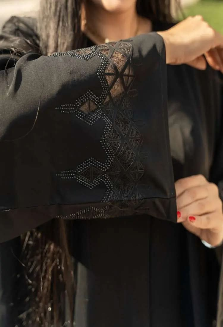 Ramadan kareem 2025 Midnight Grace black nida abaya - DONGMEI CHEN TEXTILES