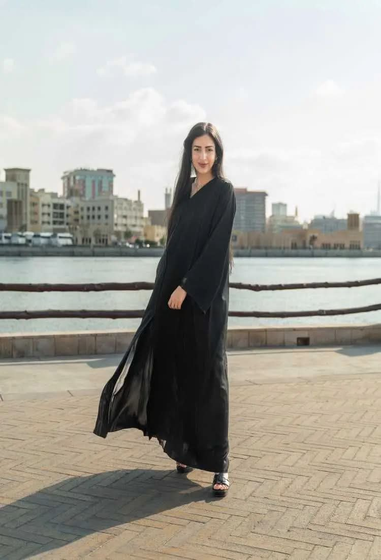 Ramadan kareem 2025 Radiant Grace korea black nida Abaya - DONGMEI CHEN TEXTILES