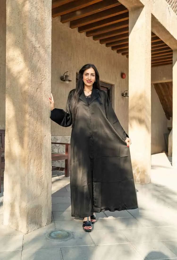 Ramadan kareem 2025 Satin Noir Elegance Acetate Satin Abaya - DONGMEI CHEN TEXTILES