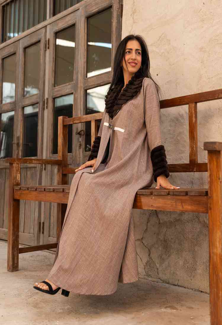 Ramadan kareem 2025 Winter Luxury Collection - Elegant Fur - Trimmed Abaya - DONGMEI CHEN TEXTILES